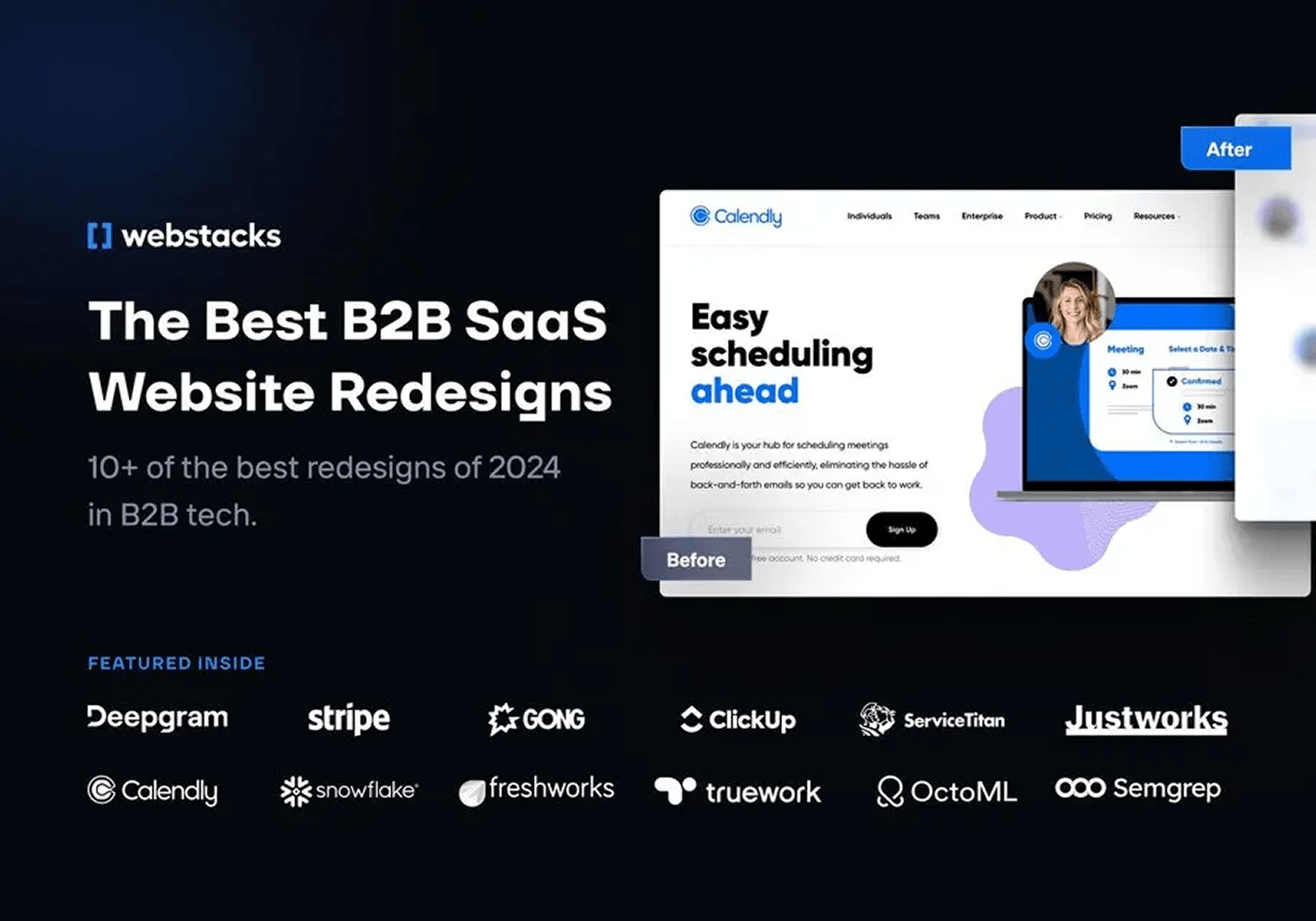 a webstacks advertisement for the best b2b saas website redesigns of 2024