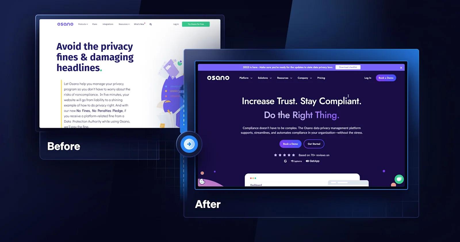 A screenshot of Osano's solutions page.
