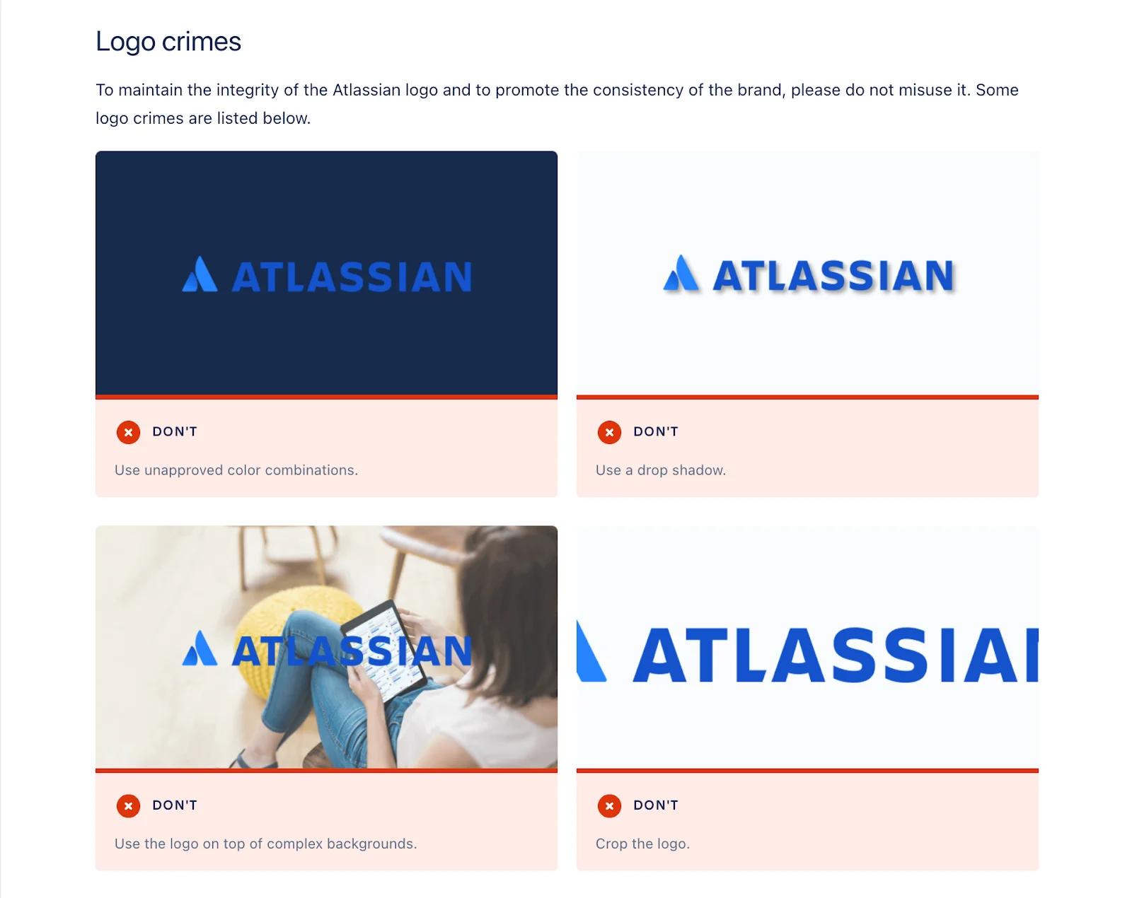 A few images showing how not to use Atlassian's logo.