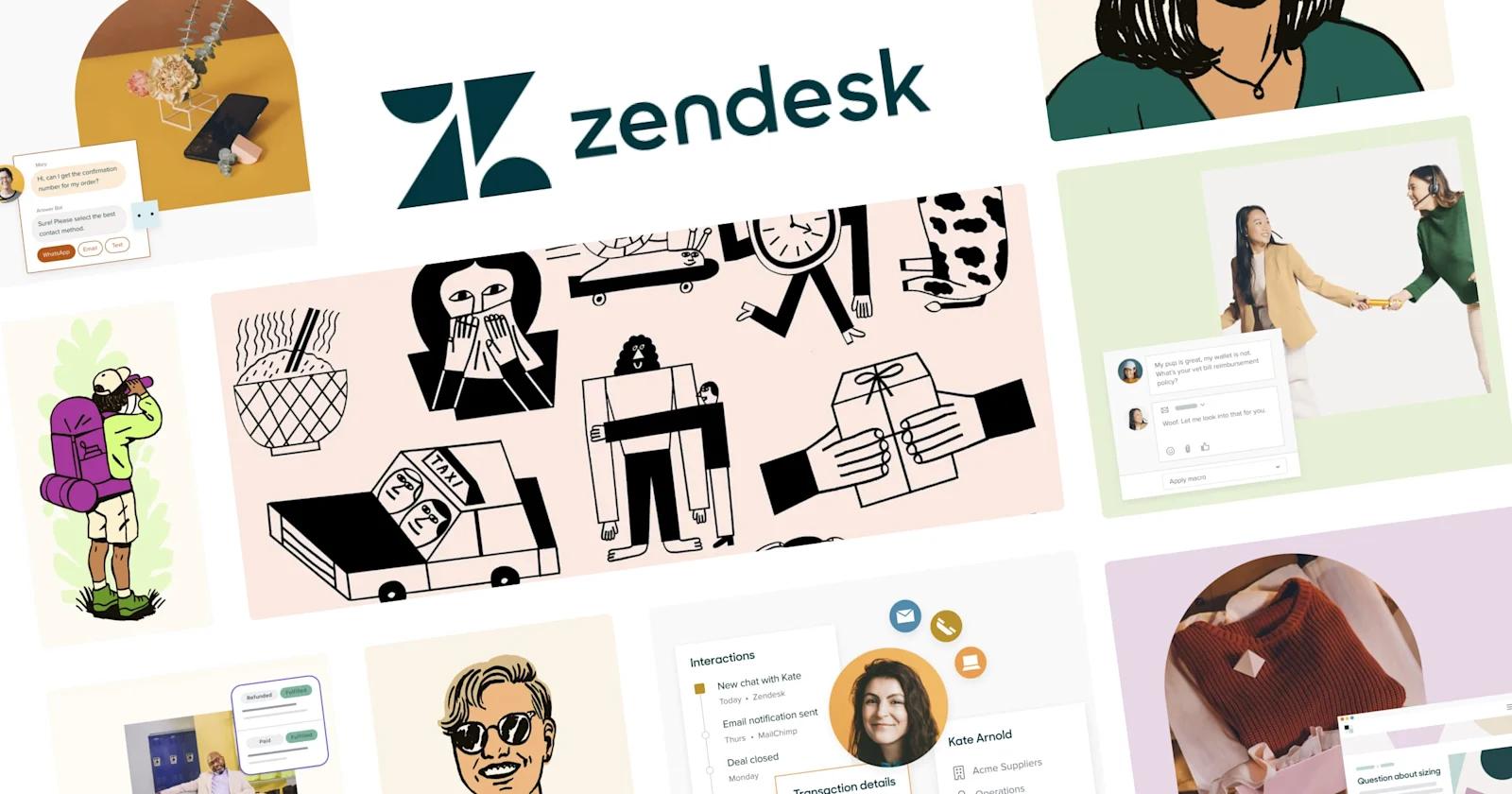 A collage of Zendesk's website illustrations.