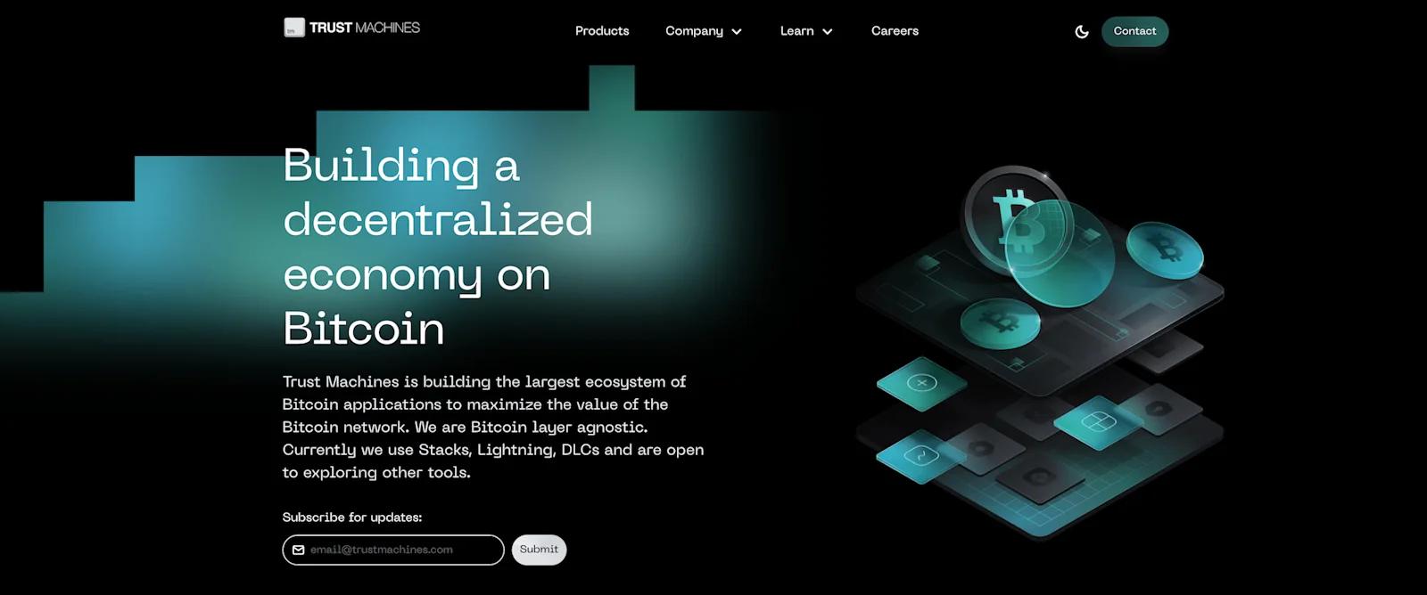 Trust Machine's homepage hero.