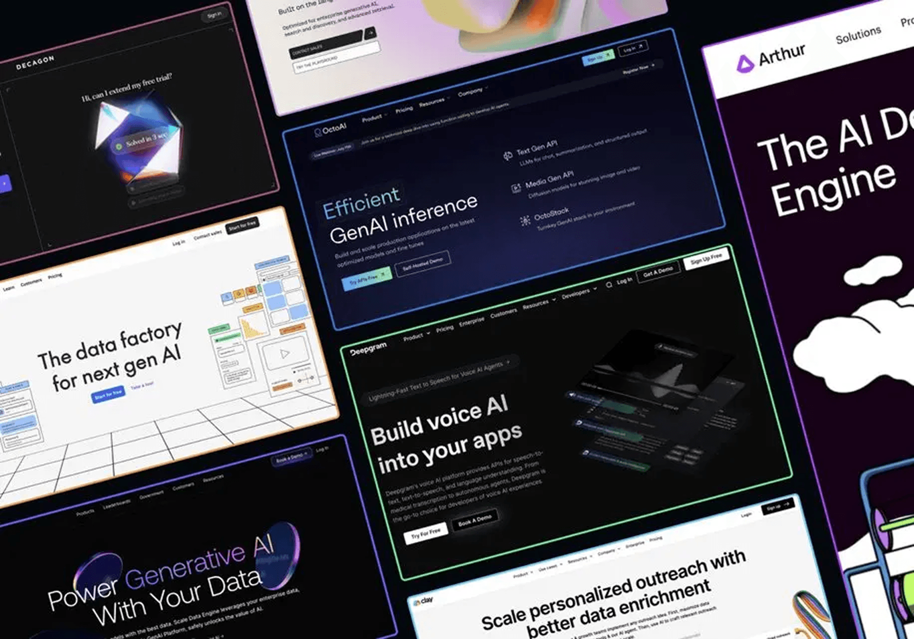 a collage of various websites including one called the al data engine