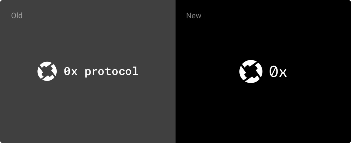 Image of the old 0x logo design next to the new 0x logo design.