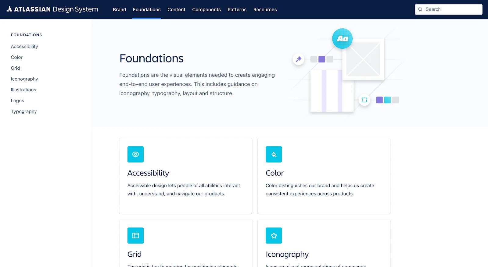 An image of Atlassian's foundations from their visual identity system.