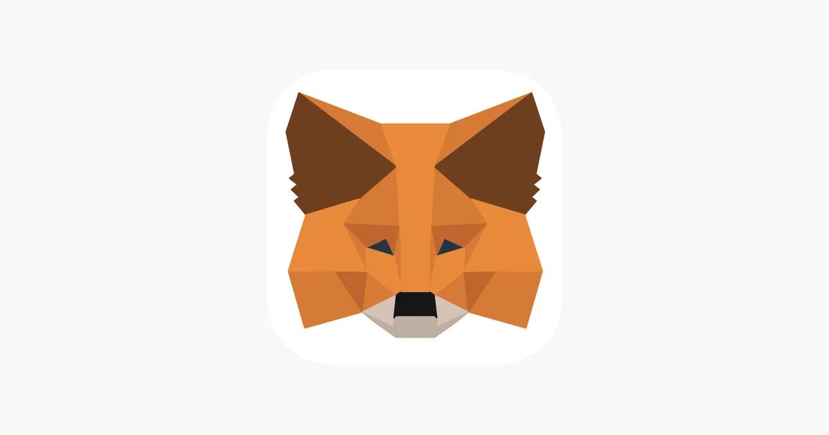 A 3D geometric shape of the MetaMask logo.
