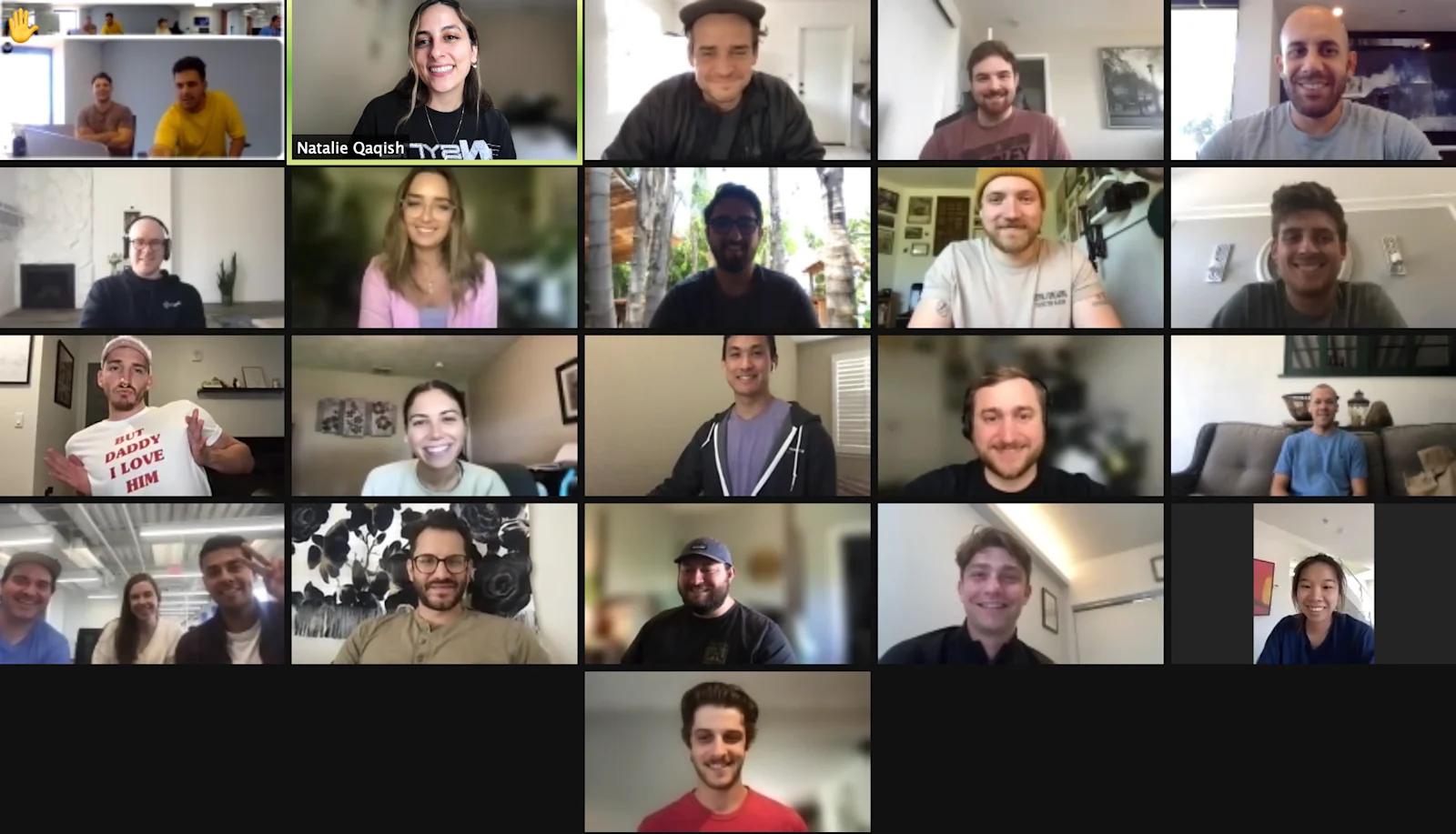 An image of the Webstacks team in a virtual lunch and learn event.