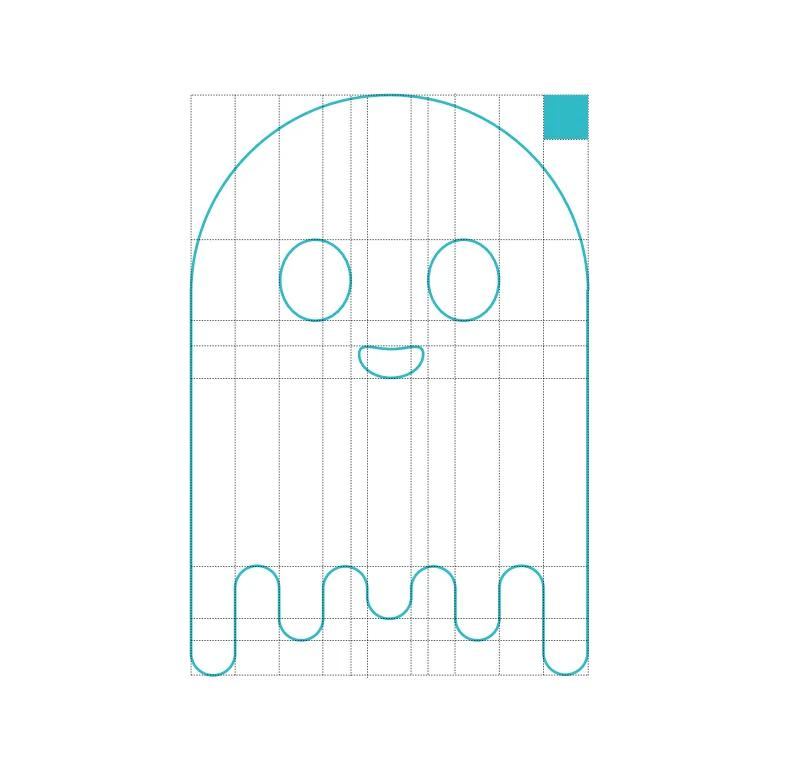 An image of how the Aave ghost logo was constructed.