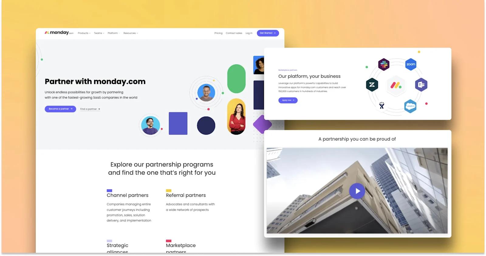 Monday.com's our partners page design.