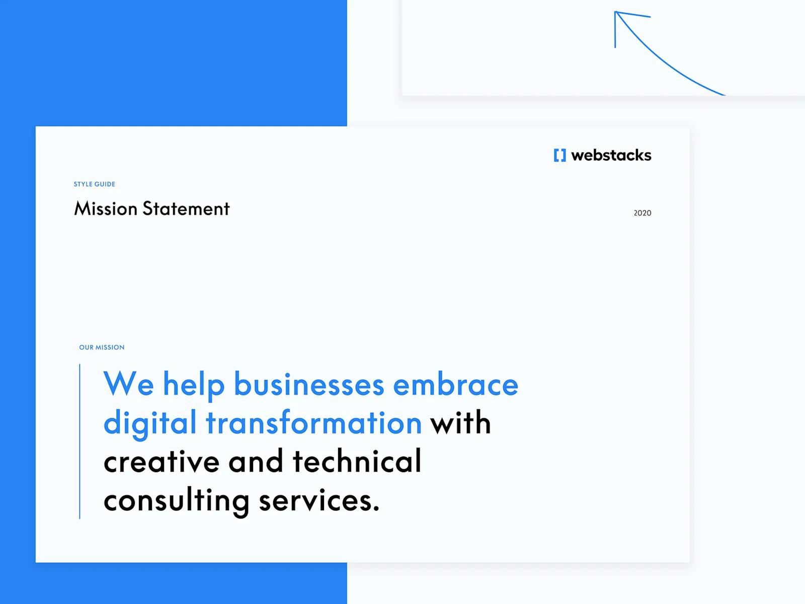 An image of the Webstacks mission statement in 2020.