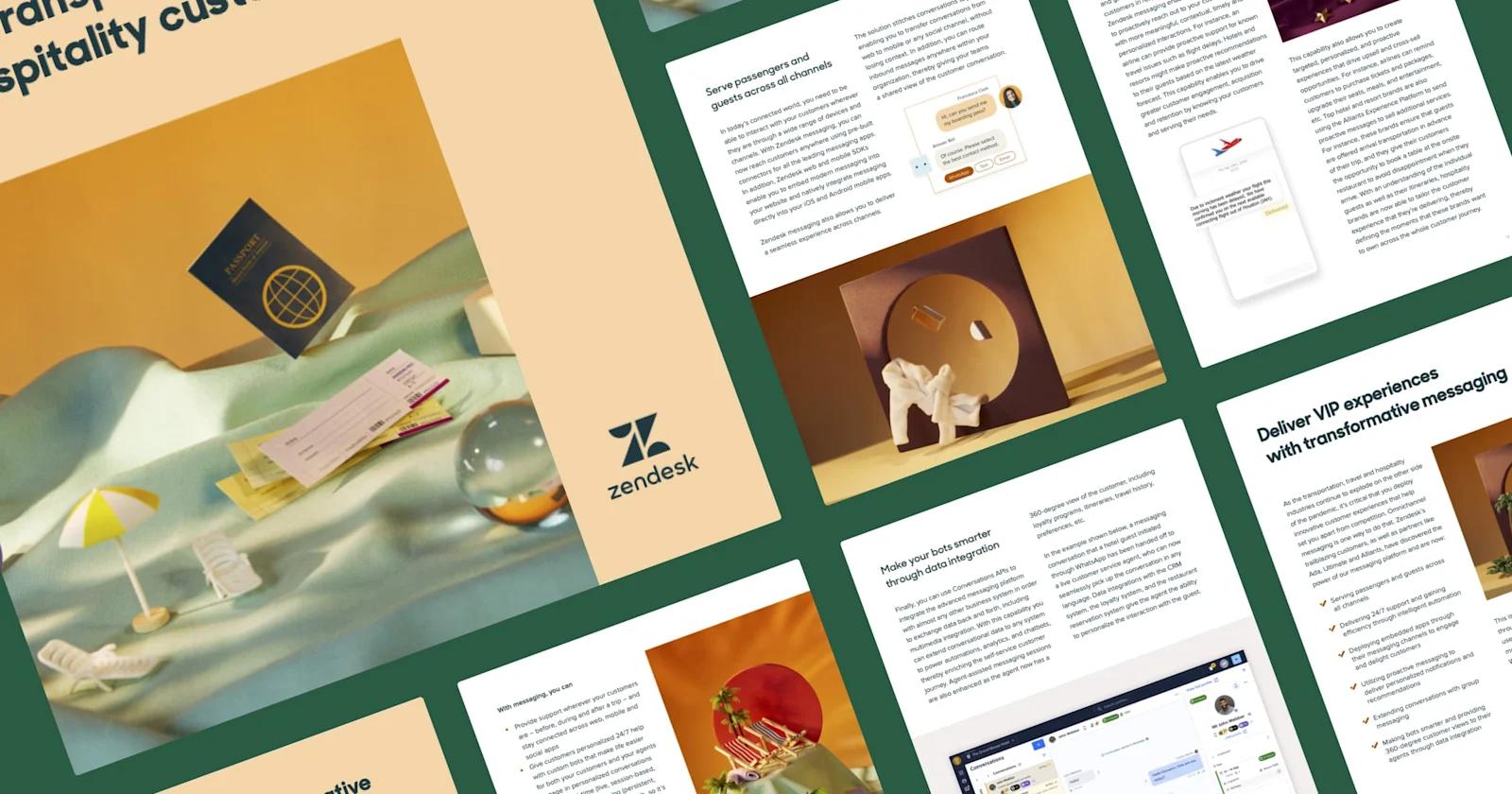 A collage of ebook pages from Zendesk.