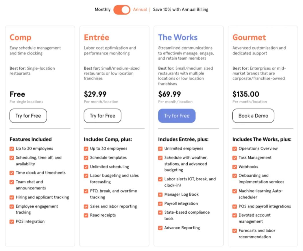 7 shift pricing page