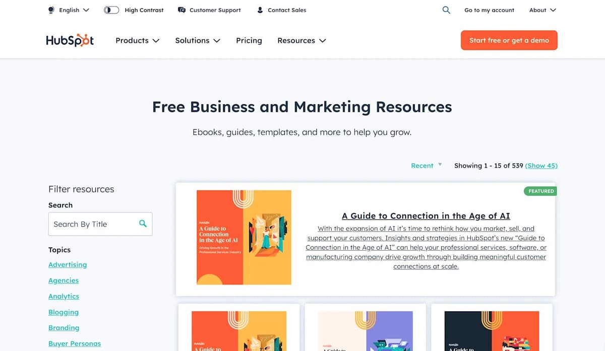 Resources Website Example Resource Page Design for B2B SaaS